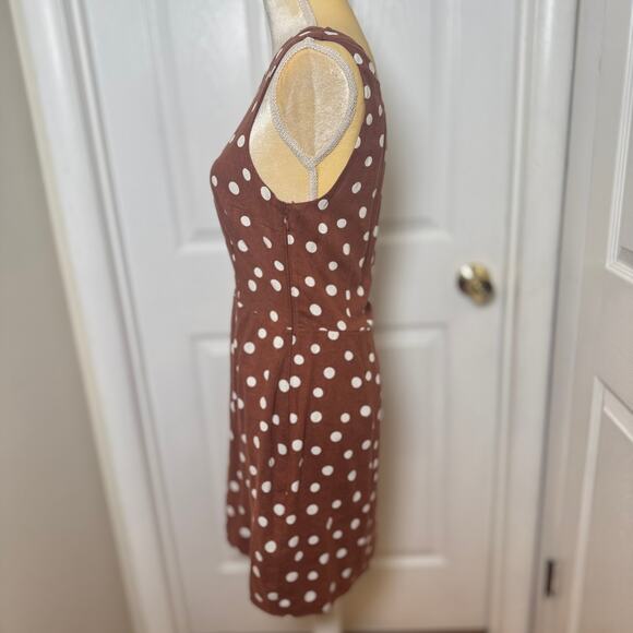 NWT Abercrombie & Fitch Linen Blend Polka Dot Mini Dress - M - Picture 4 of 8